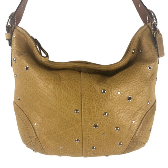 COACH Tan Studded Grommet Leather Soho Hobo Handbag F10932 - Picture 2 of 12